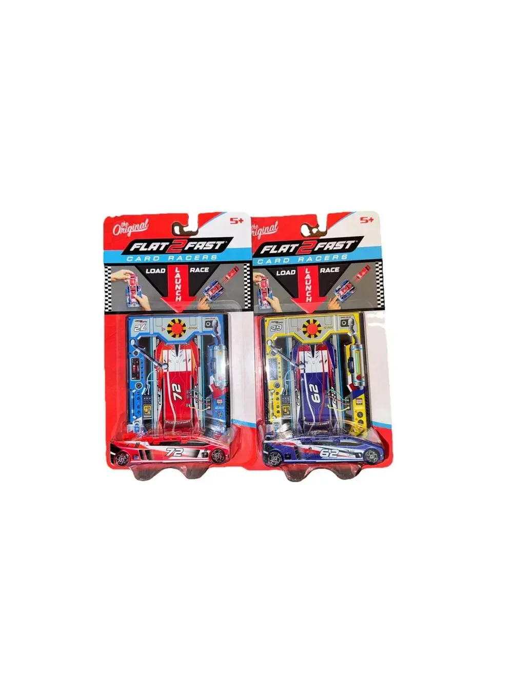 Luki Labs Original FLAT2FAST Card Racers Lot of 2 Blue #62 & Red #72 Brand New
